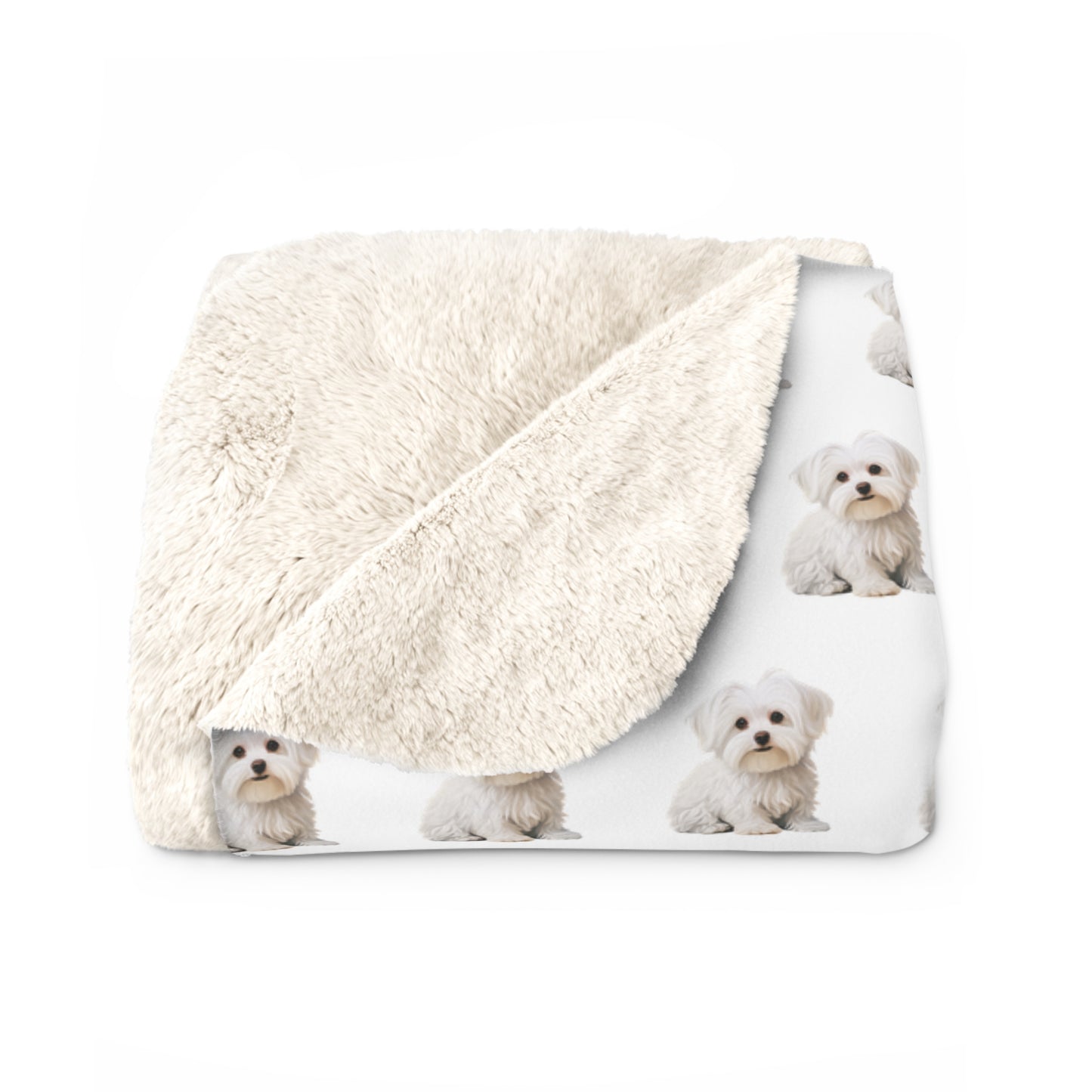Sherpa Fleece Blanket, Maltese Dog Lover Gift, Maltese Throw, Animal Bedding, Pet Decor