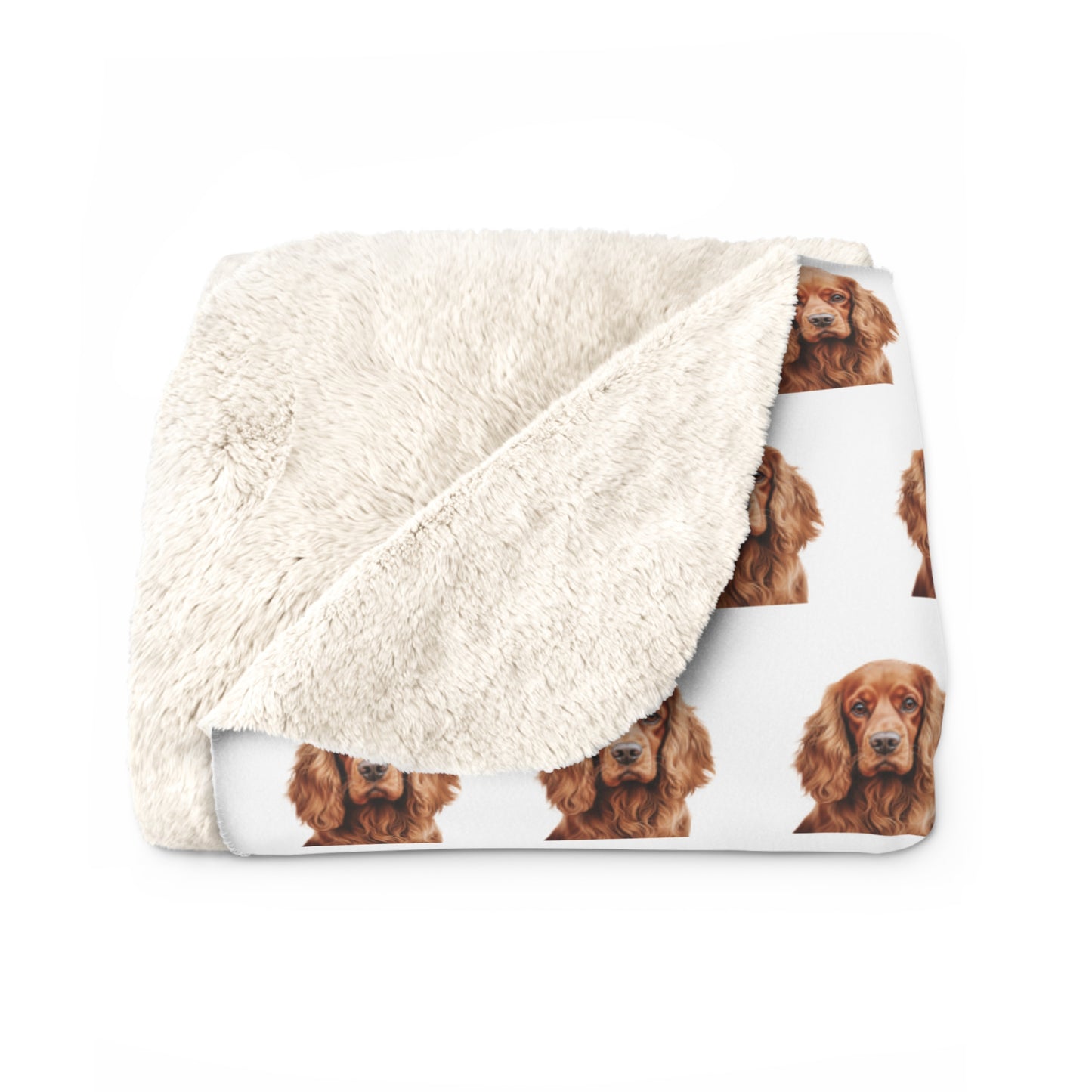 Sherpa Fleece Blanket, Cocker Spaniel Dog Lover Gift, Pet Owner Bedding, Animal Print Throw, Cozy Home Decor, Custom Dog Portrait Bedspread