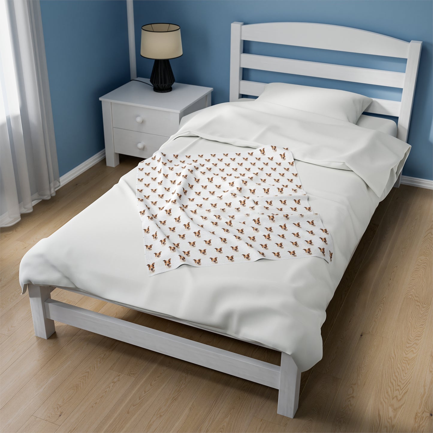 Smooth Collie Velveteen Plush Blanket (White)