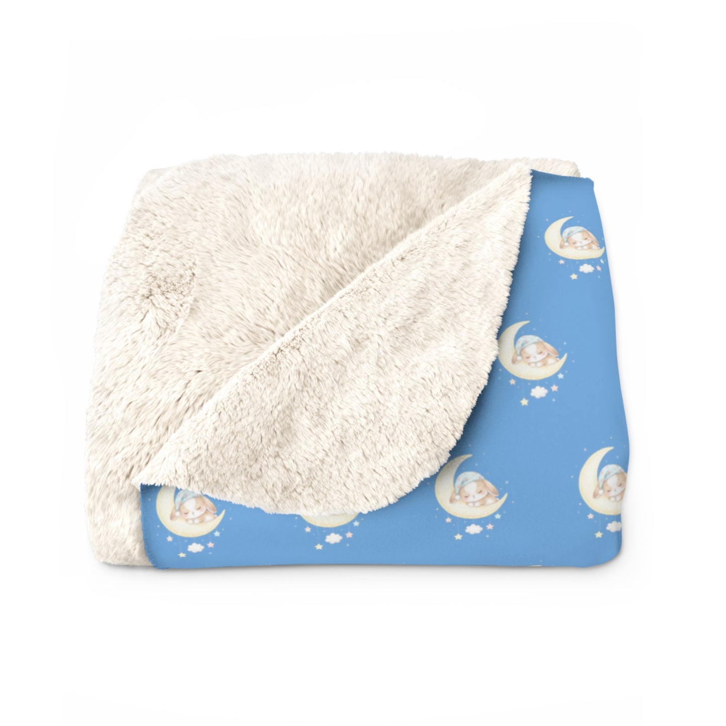 Sherpa Fleece Blanket, Bunny Moon Design, Soft Throw Blanket, Cozy Home Decor, Kids Bedroom Decor, Baby Shower Gift