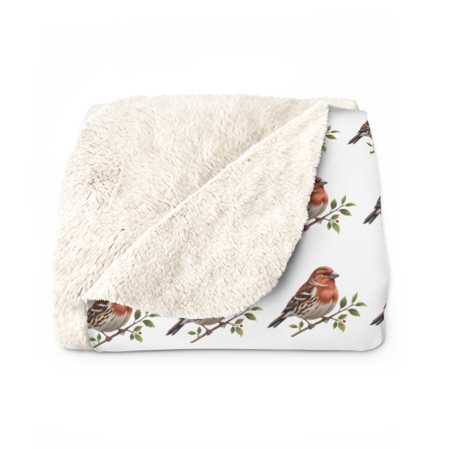 Cozy Finch Sherpa Fleece Blanket - Soft Throw for Relaxation, Home Decor, Gift, Bird Lovers, Holiday Comfort