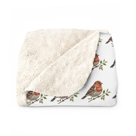 Cozy Finch Sherpa Fleece Blanket - Soft Throw for Relaxation, Home Decor, Gift, Bird Lovers, Holiday Comfort