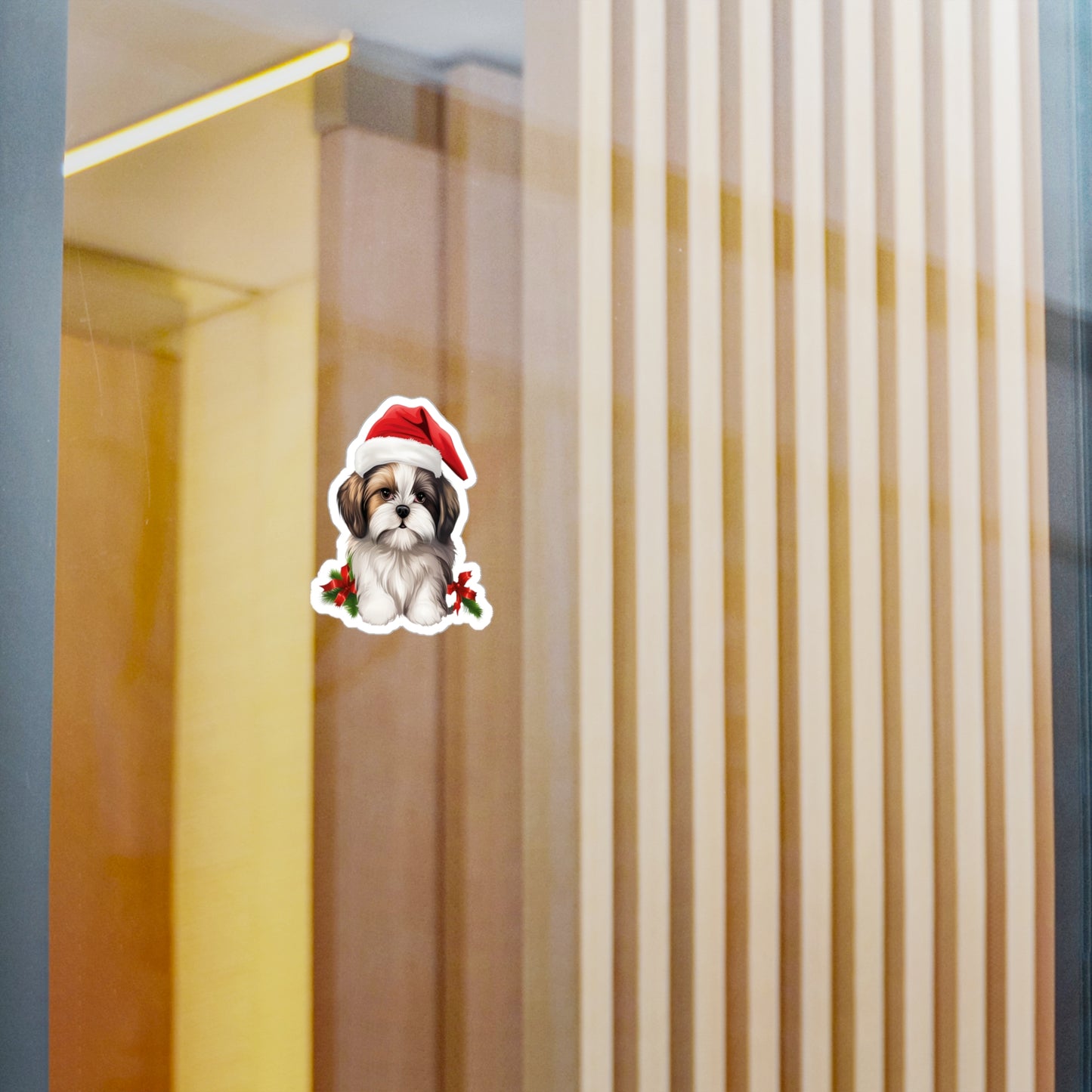 Shih Tzu Christmas Sticker - Waterproof Dog Decal