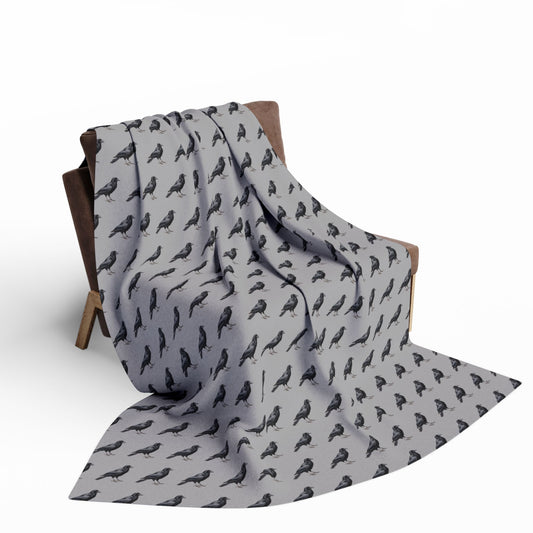 Crow Blanket | Arctic Fleece Bird Blanket | Bird Bedding | Bird Lover Gift | Throw
