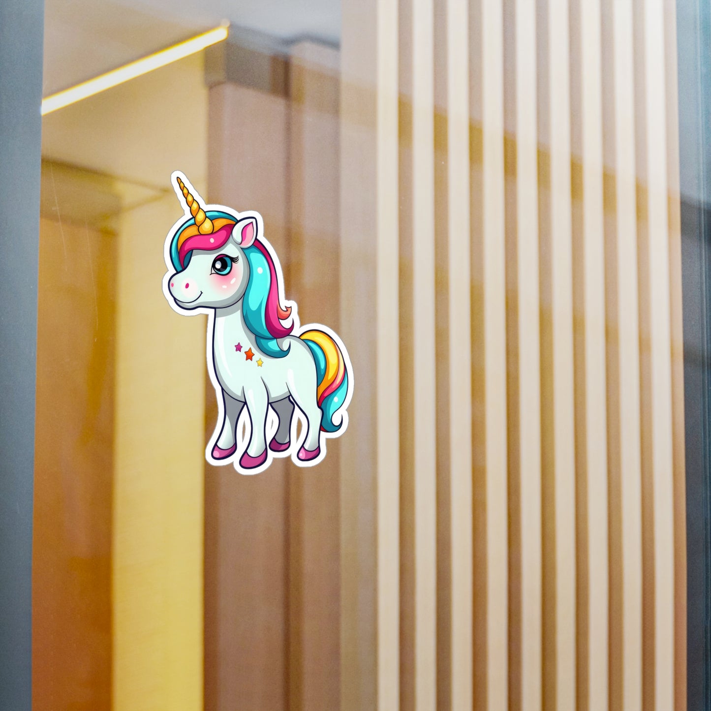 Unicorn Cartoon with Stars Sticker - Waterproof Animal Decal