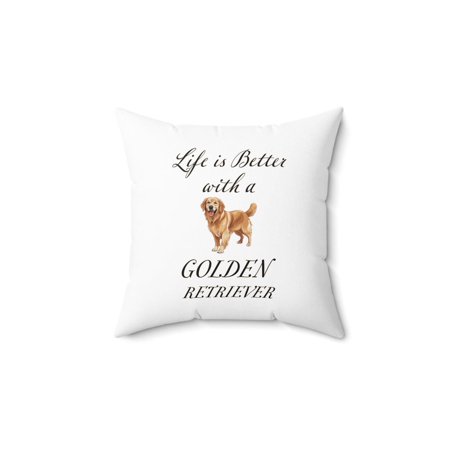 Golden Retriever Pillow - Square White Throw Pillow