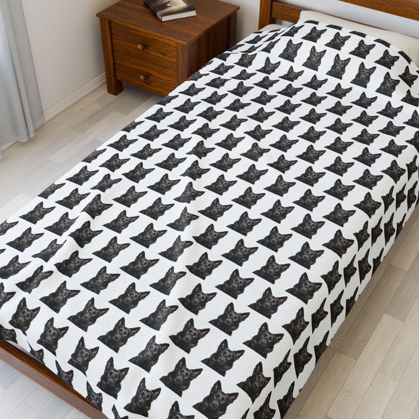 Black German Shepherd Velveteen Plush Blanket