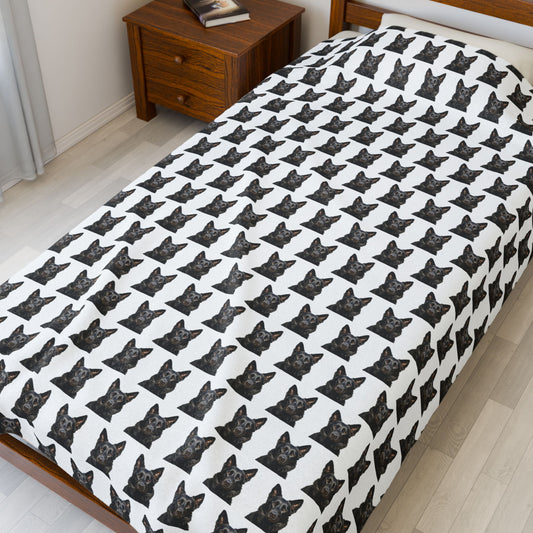 Black German Shepherd Velveteen Plush Blanket