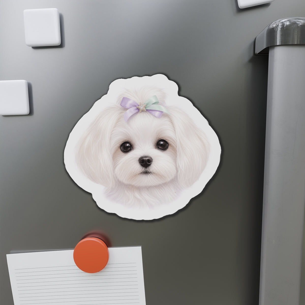 Maltese Dog Magnet - Lavender Bow Dog Lover Gift