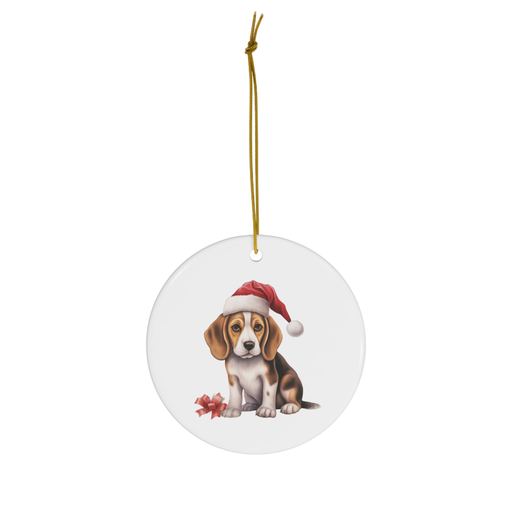 Beagle Christmas Ornament circle
