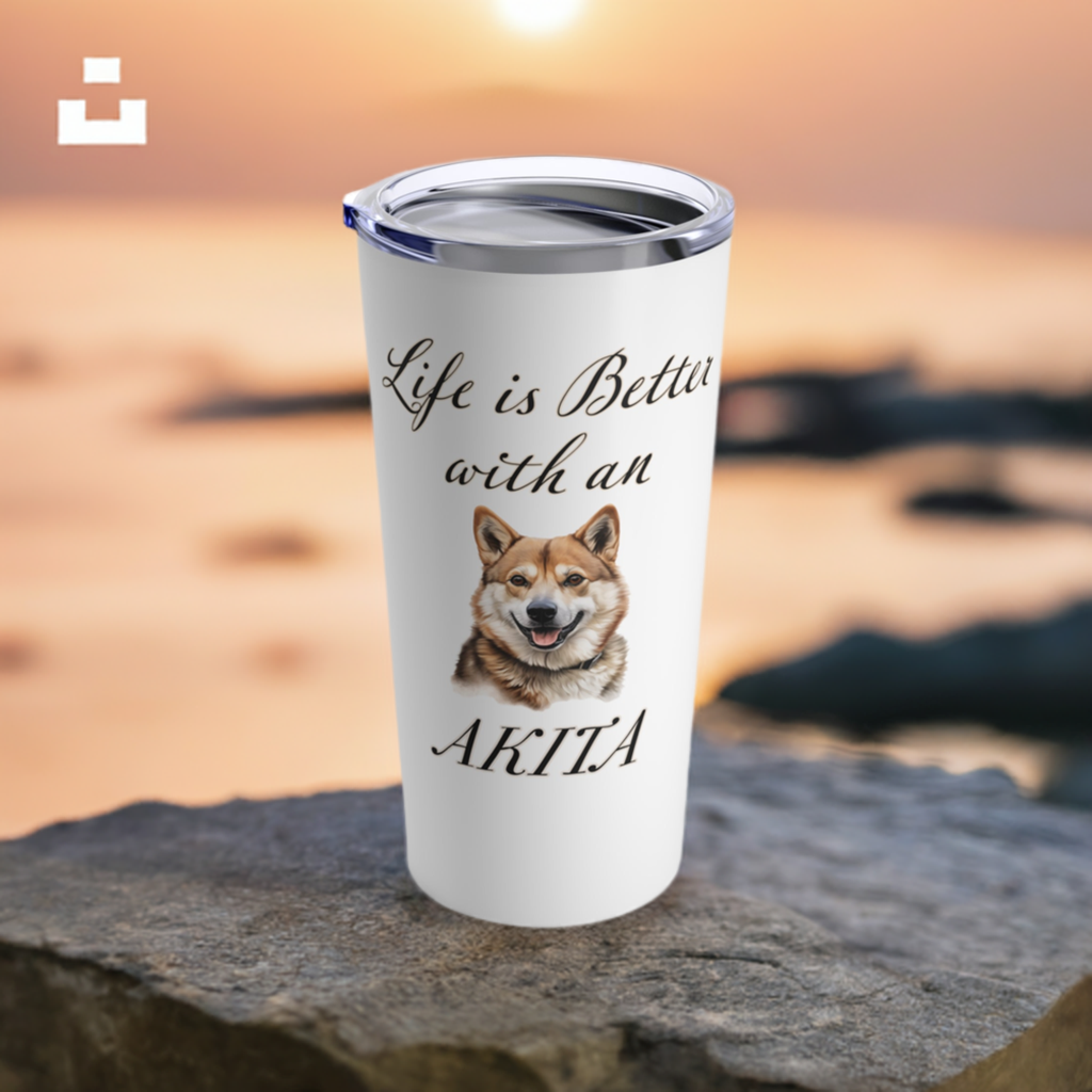 Life is Better with an Akita Tumbler - Stainless Steel 20oz