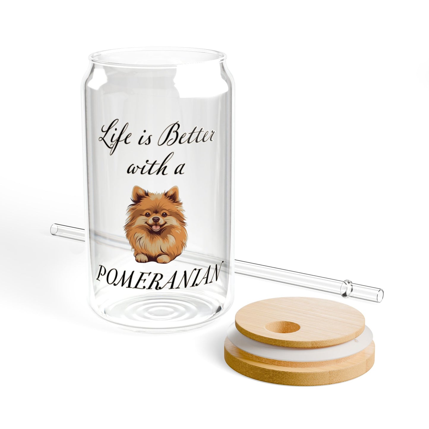 Pomeranian Sipper Glass, 16oz