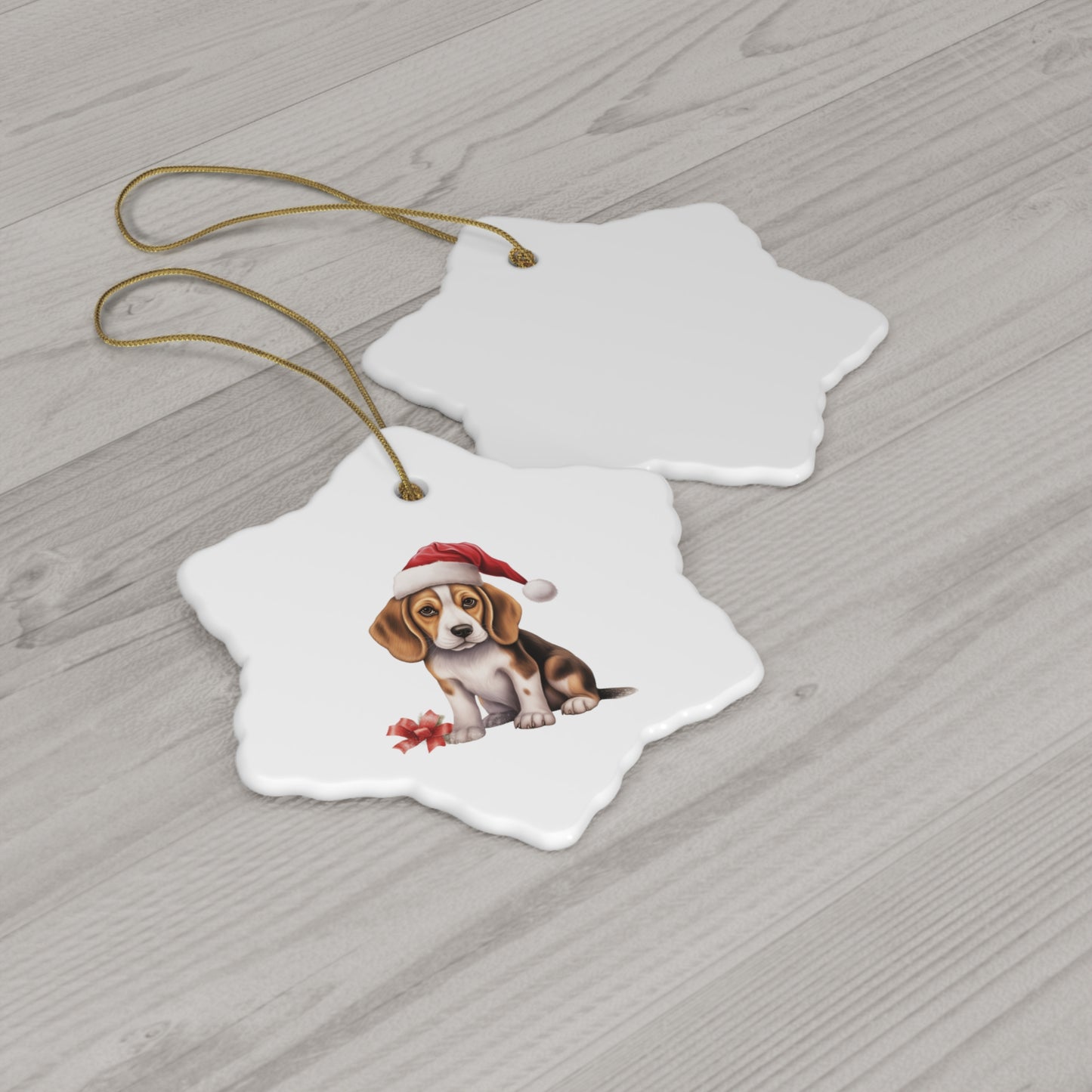 Beagle ornament on flat surface