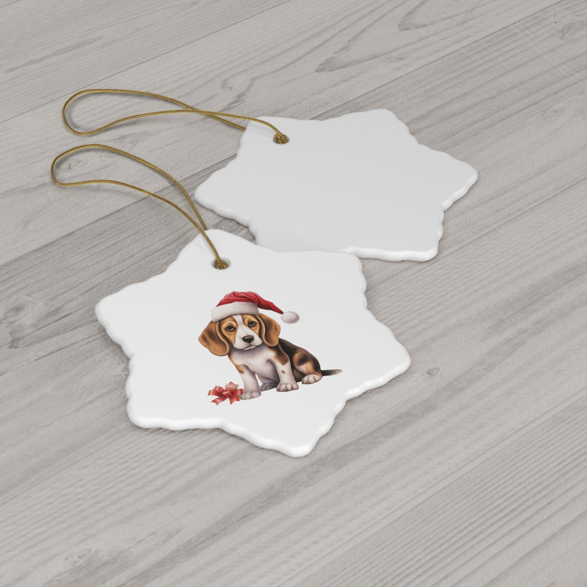 Beagle ornament on flat surface