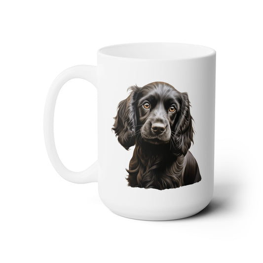 Black Cocker Spaniel 15 oz ceramic mug, product mockup 1