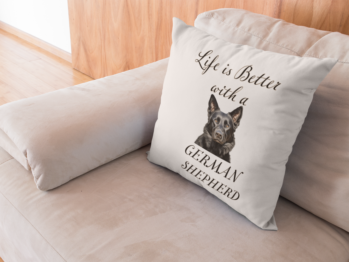 Life is Better with a German Shepherd Pillow - Spun Polyester Square White Throw Cushion