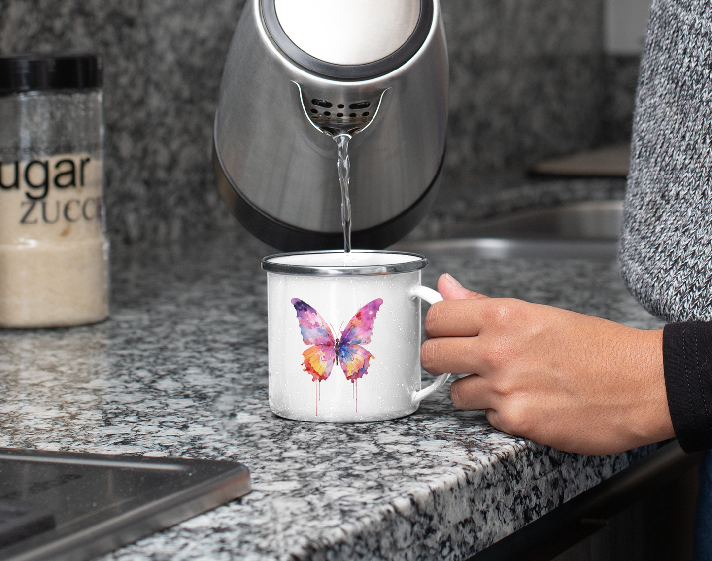 Butterfly Enamel Camping Mug