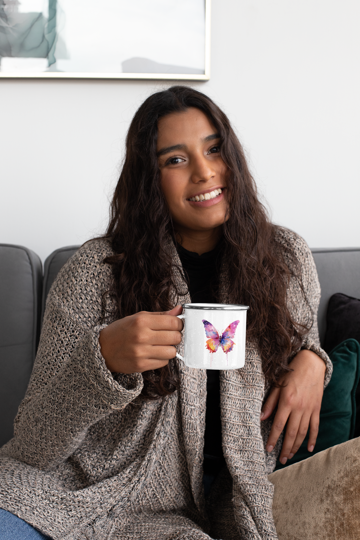Butterfly Enamel Camping Mug