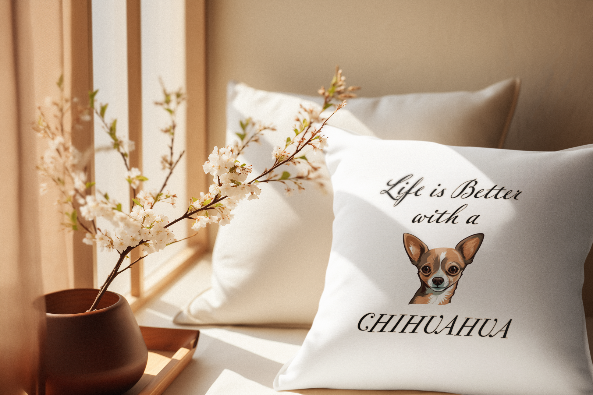 Life is better with a Chihuahua pillow