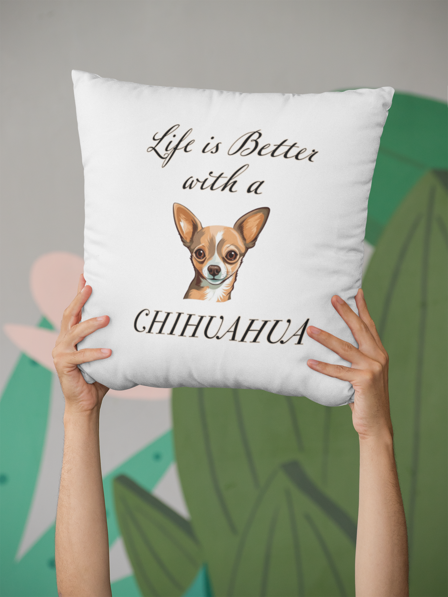 Life is Better with a Chihuahua Pillow - Spun Polyester Square White Throw Pillow