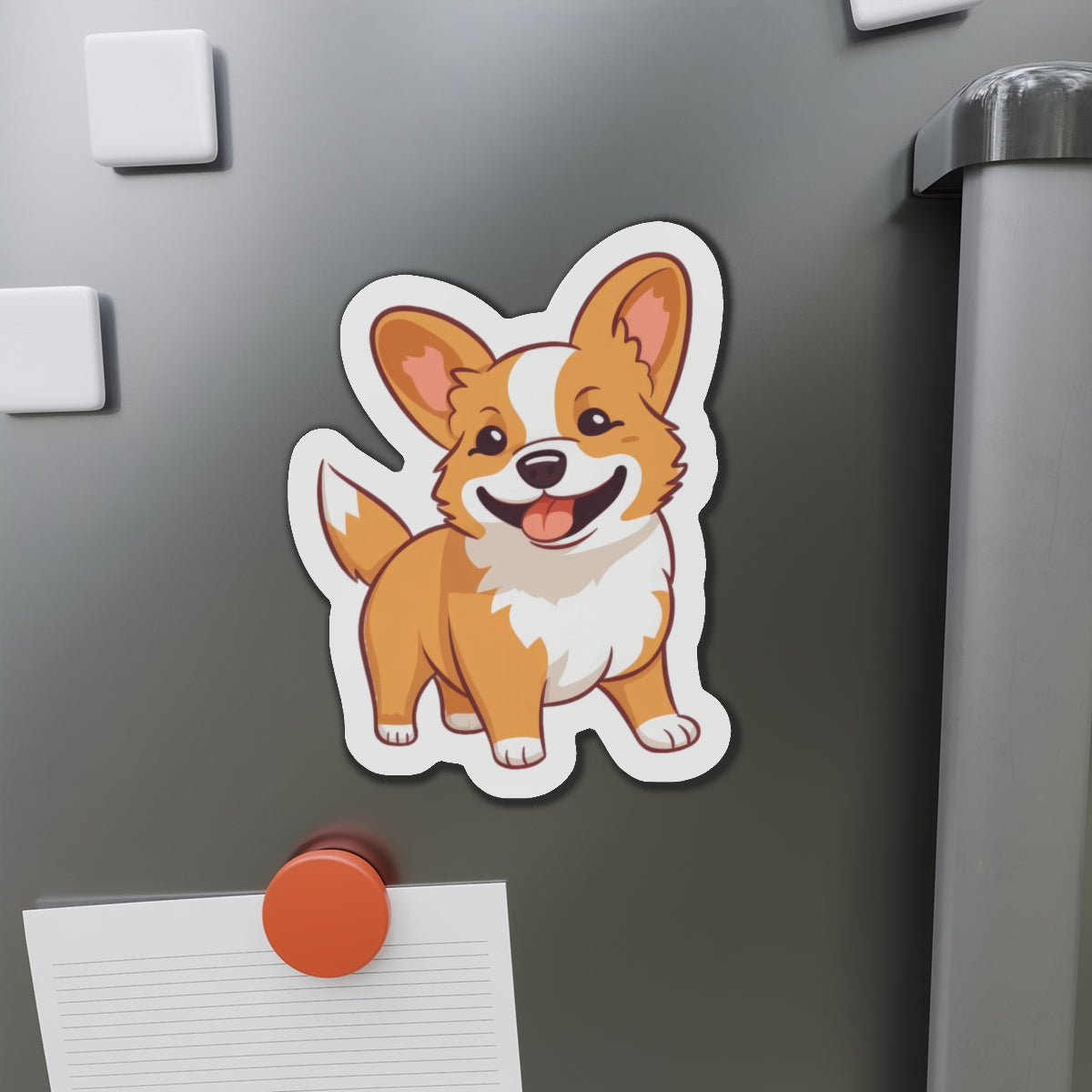 corgi magnet on fridge