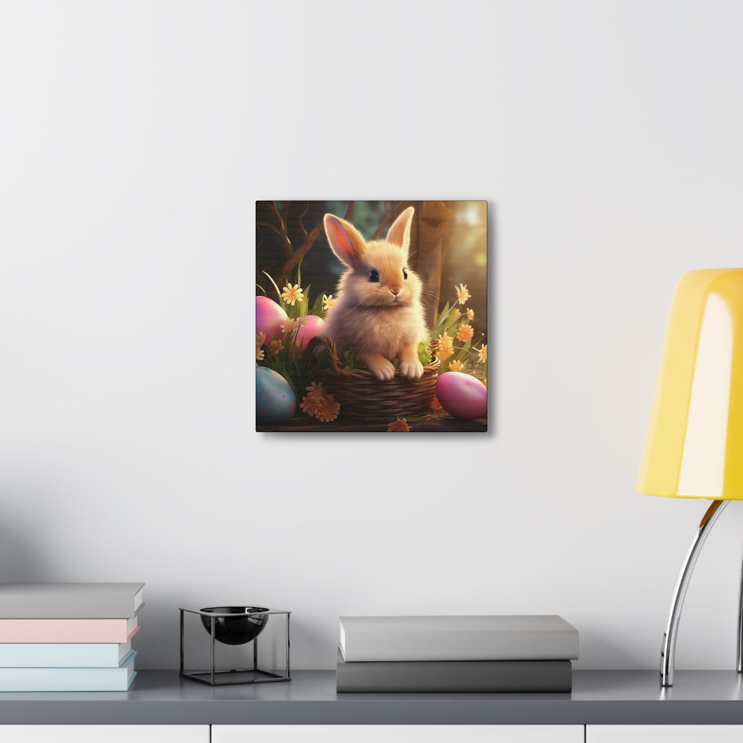Easter Wall Art, bunny with Easter eggs hanging on wall