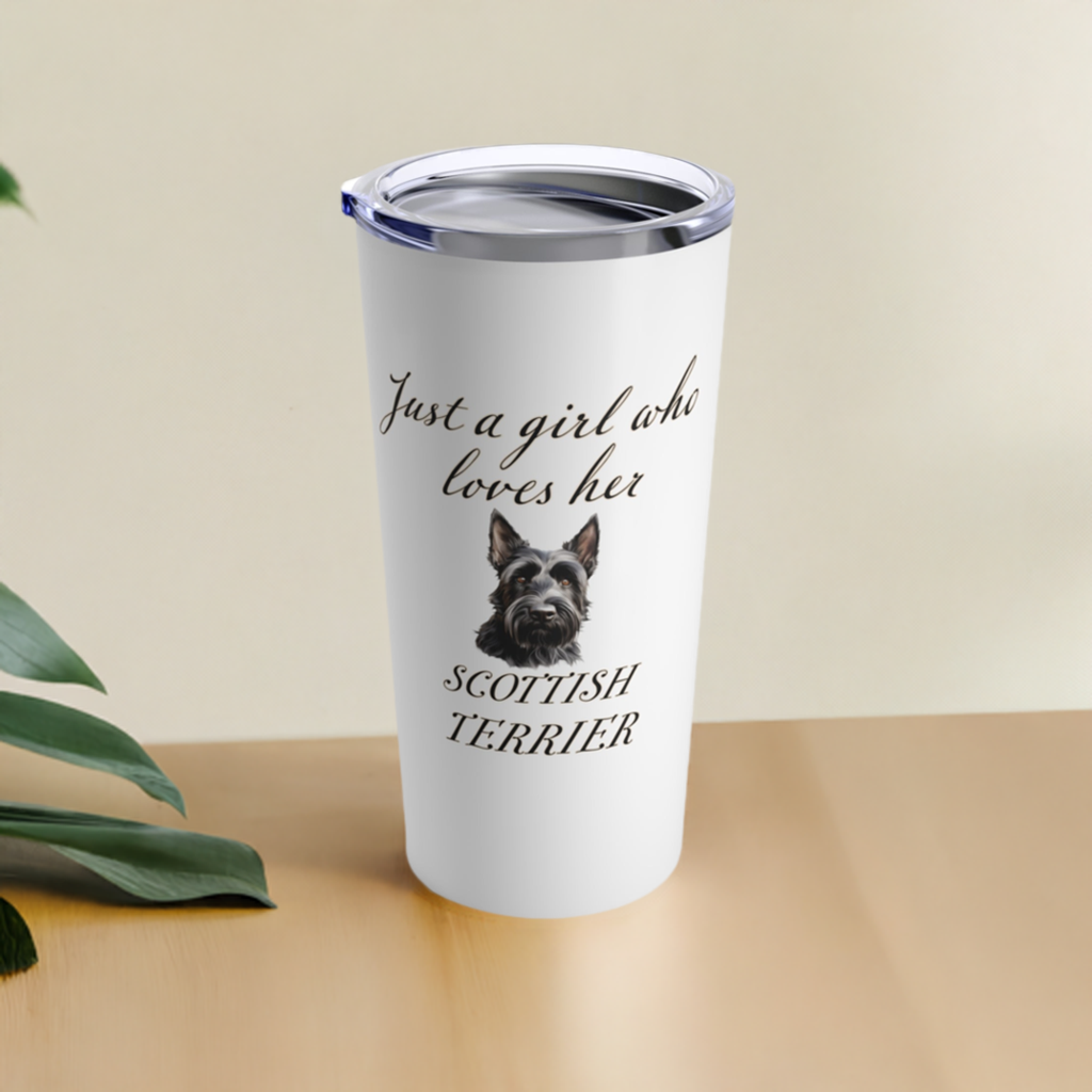 Scottish Terrier Tumbler | Dog Travel Mug | Dog Mom Gift | Just a Girl Who Loves Her Scottish Terrier | Stainless Steel  20oz