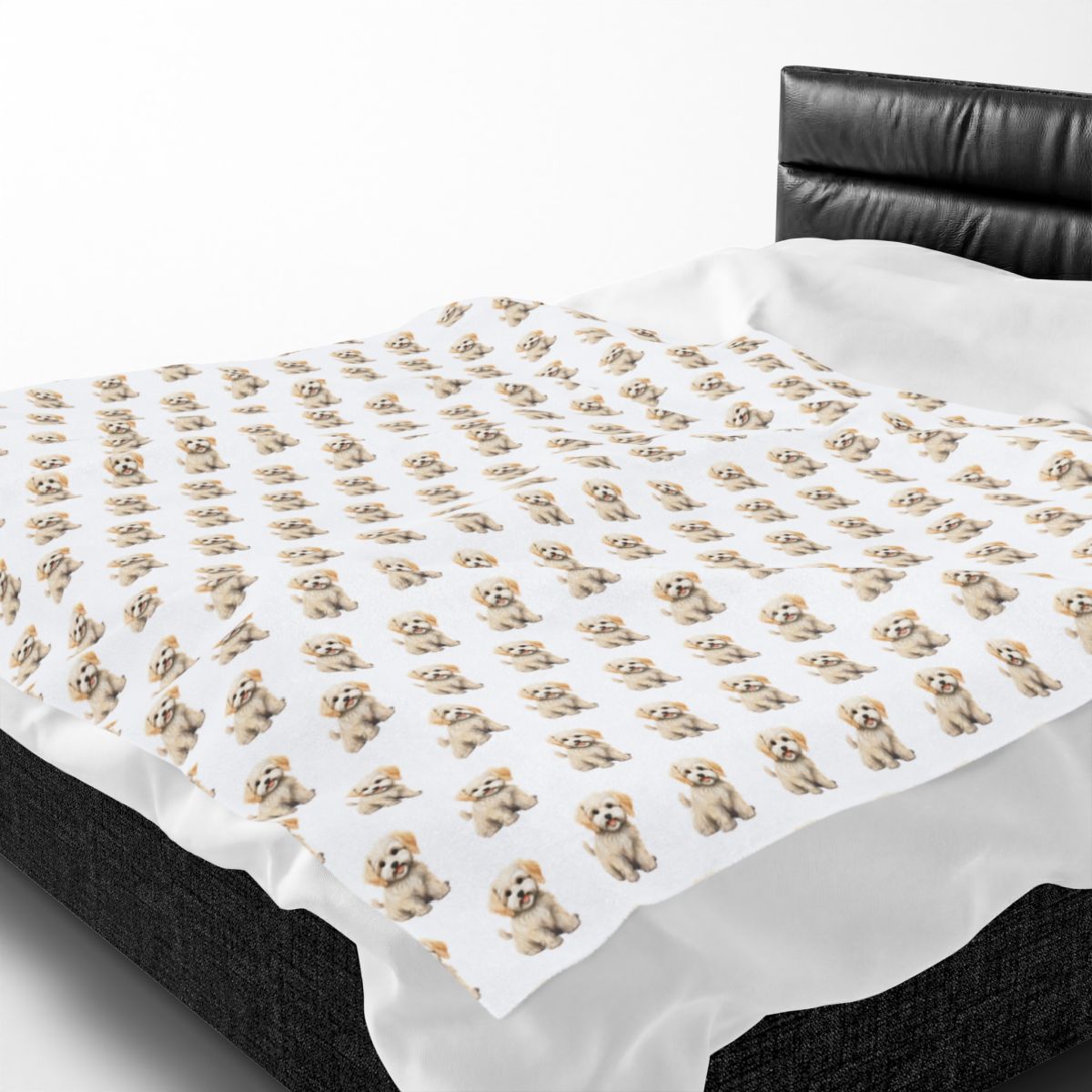Maltipoo Velveteen Plush Blanket (White)