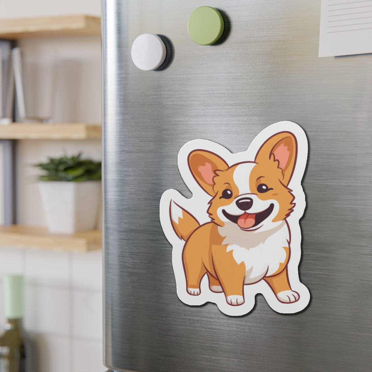 corgi magnet in kitchen
