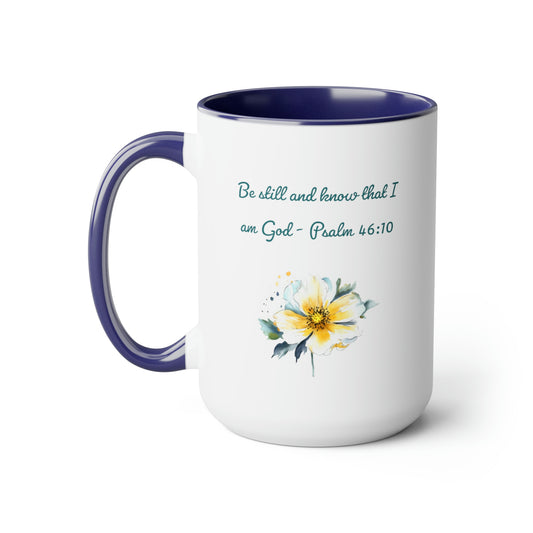 Be Still and Know mug in dark blue