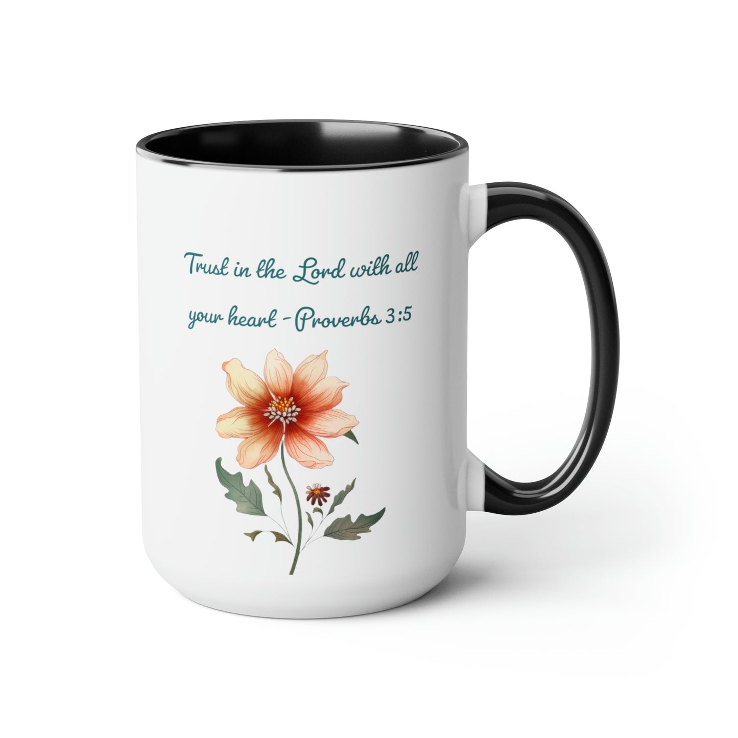Trust in the Lord, Proverbs 3:5, Two-Tone Coffee Mugs, 15oz