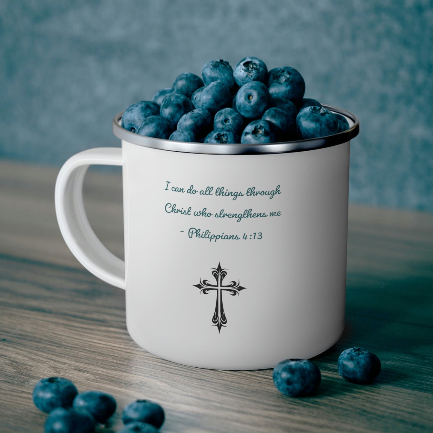 Philippians 4:13 Camping Mug, enamel, 12 oz