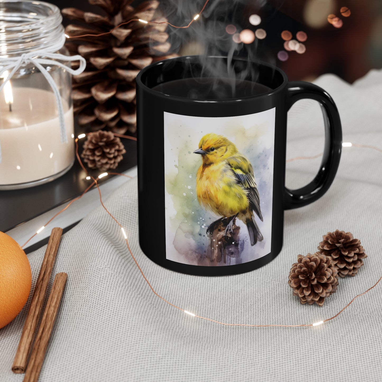 Canary Watercolor Mug - 11 oz Ceramic Mug
