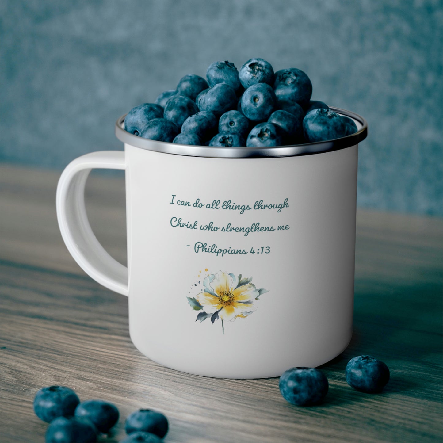 Philippians 4:13 Camping Mug, enamel, 12 oz