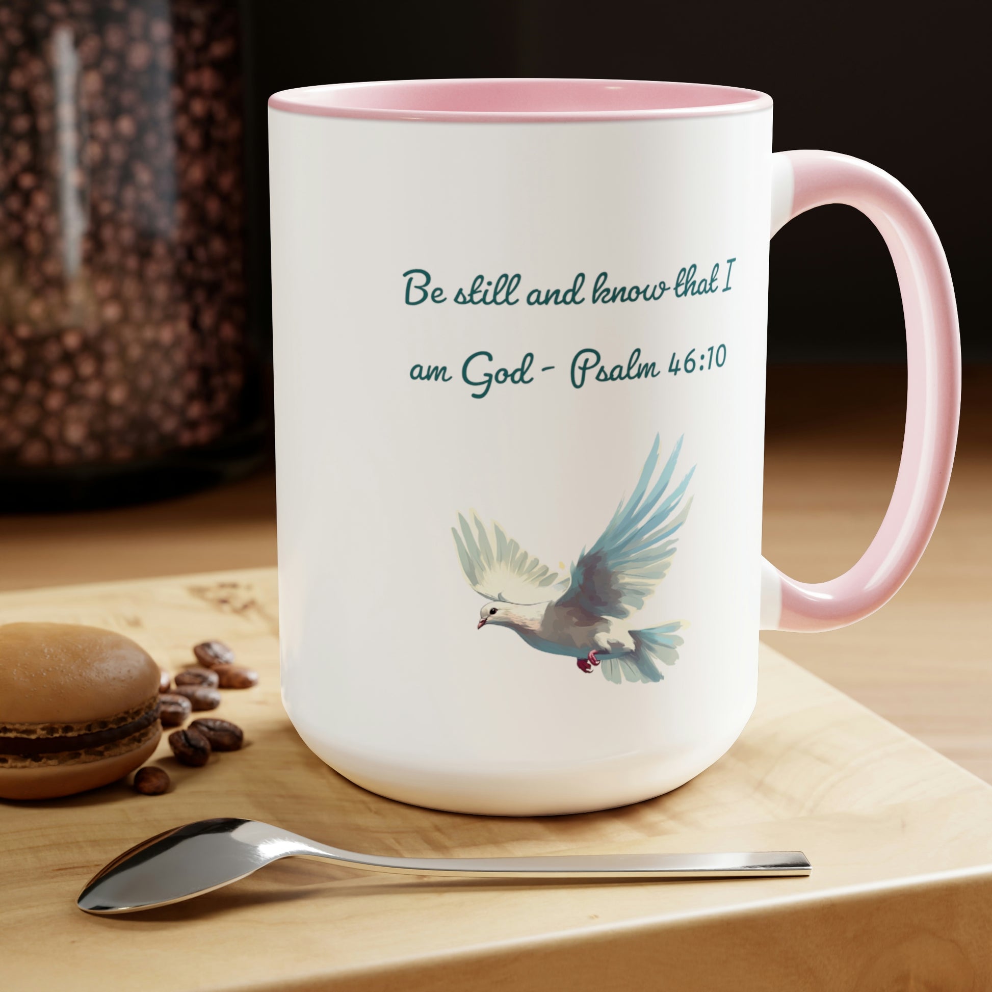 Be Still and Know mug in pink