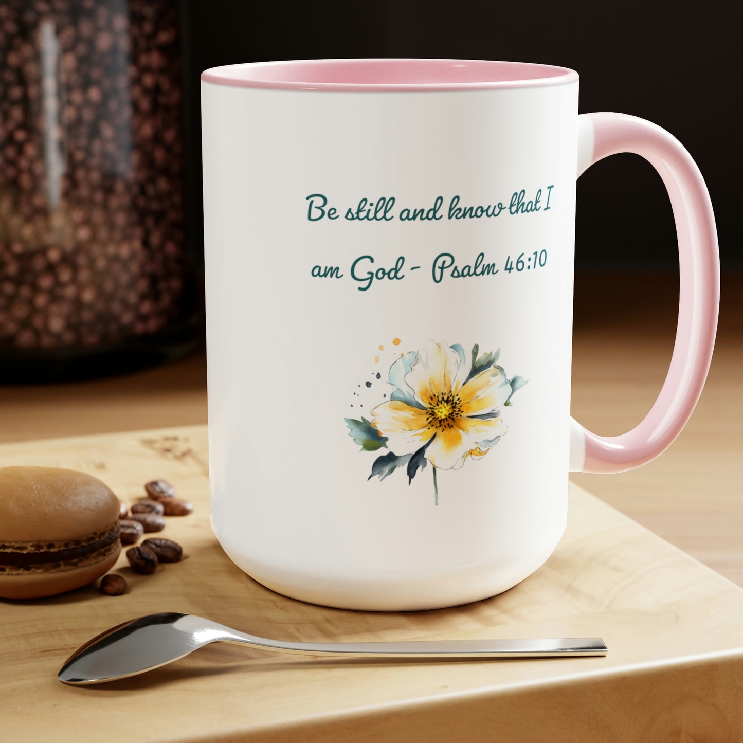 Be  Still and Know mug in pink
