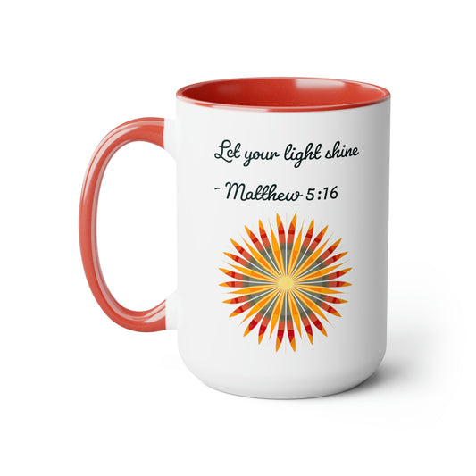 Let Your Light Shine, Two-Tone Coffee Mugs, 15oz