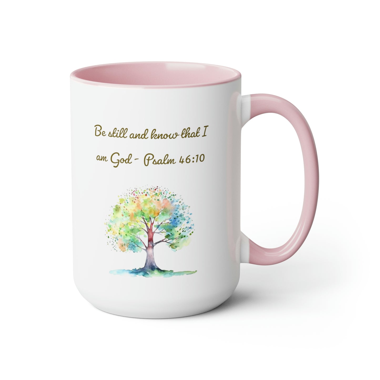 white and pink two tone coffee mug
