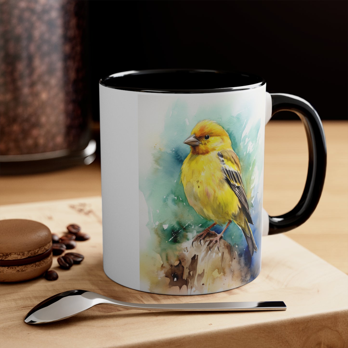 Canary Watercolor Accent Coffee Mug 4, 11oz