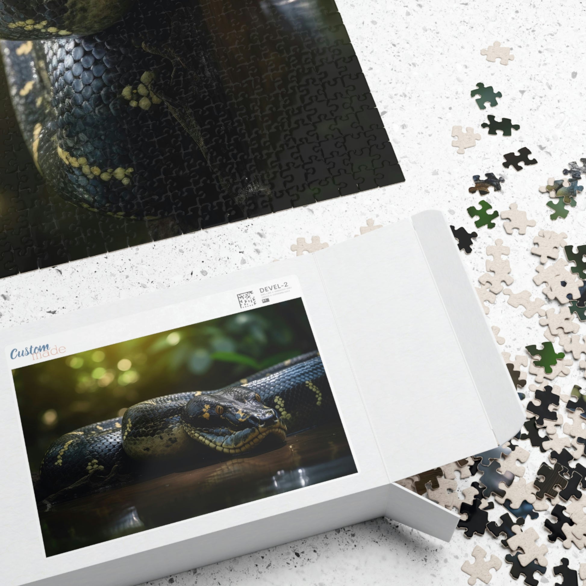 anaconda jigsaw puzzle box and pieces