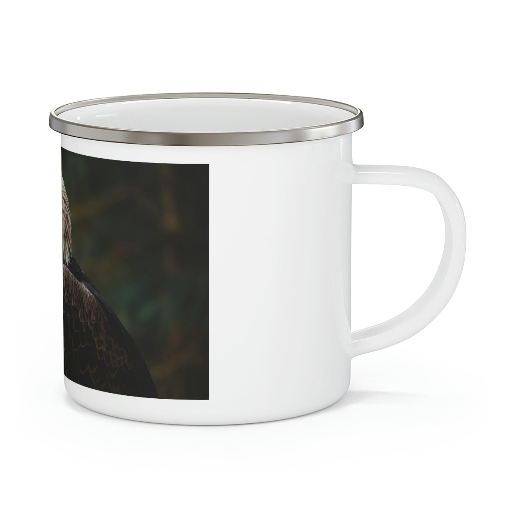 American Eagle Enamel Camping mug, side view