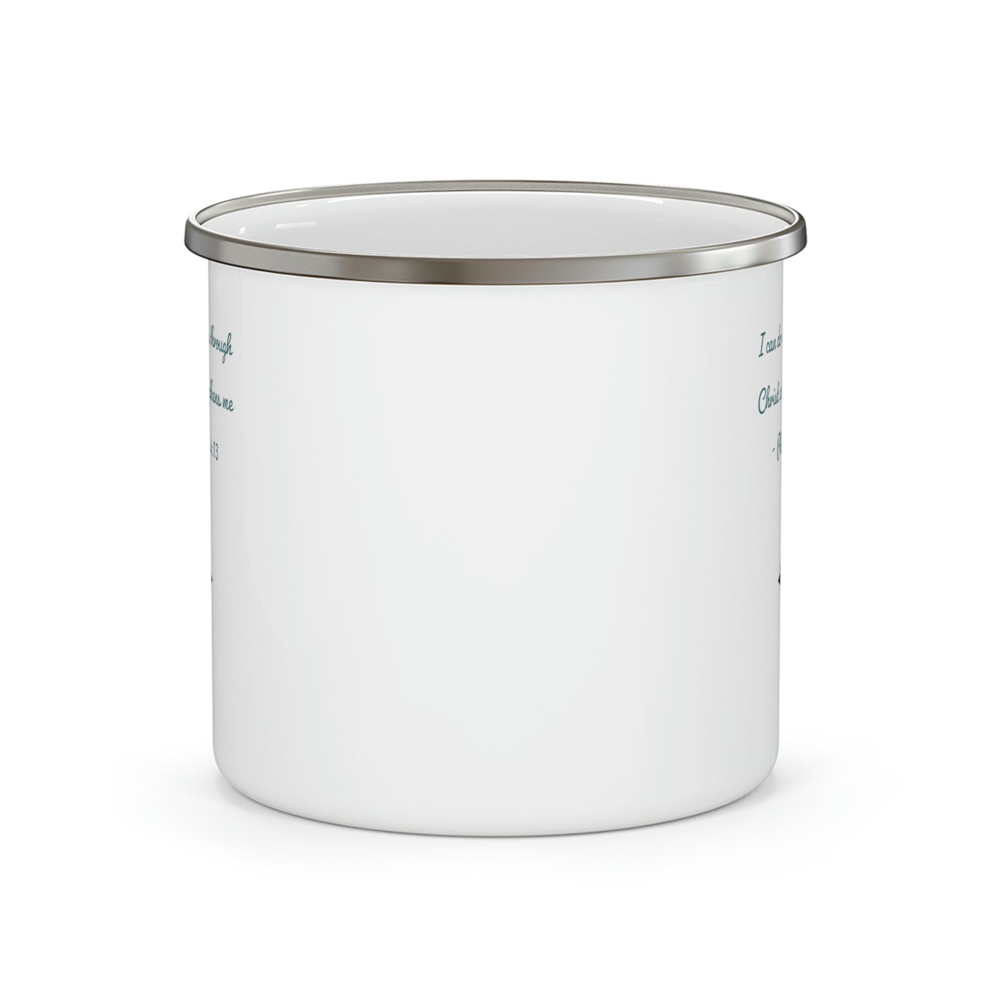 Philippians 4:13 Camping Mug, enamel, 12 oz