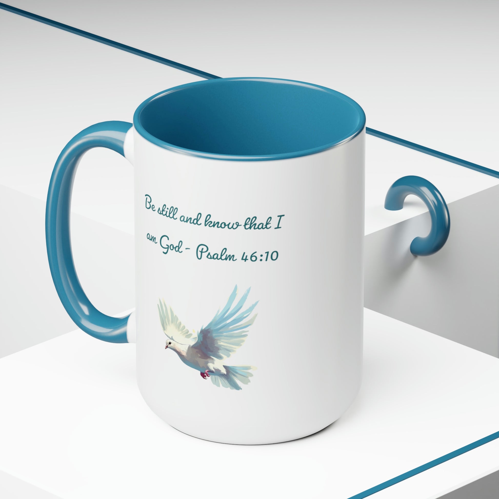 Be still and know coffee mug in blue