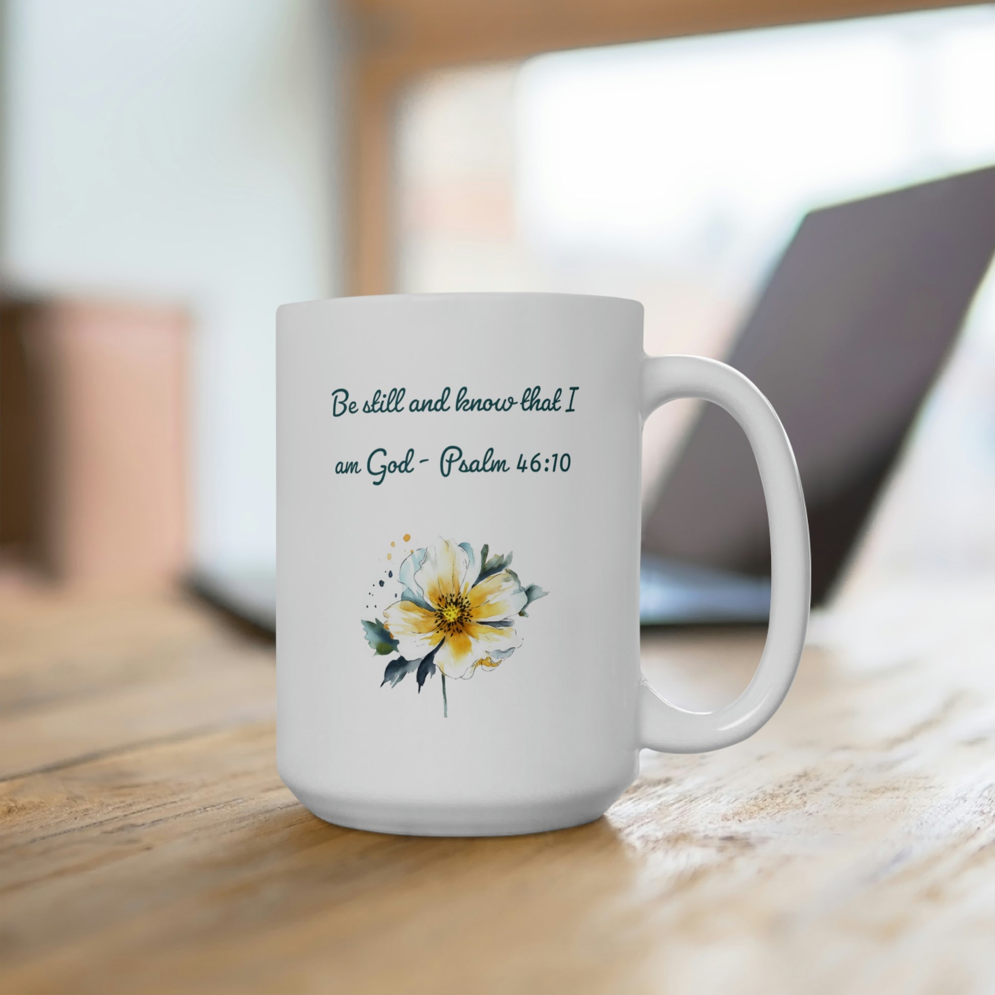 Psalm 46:10 white mug