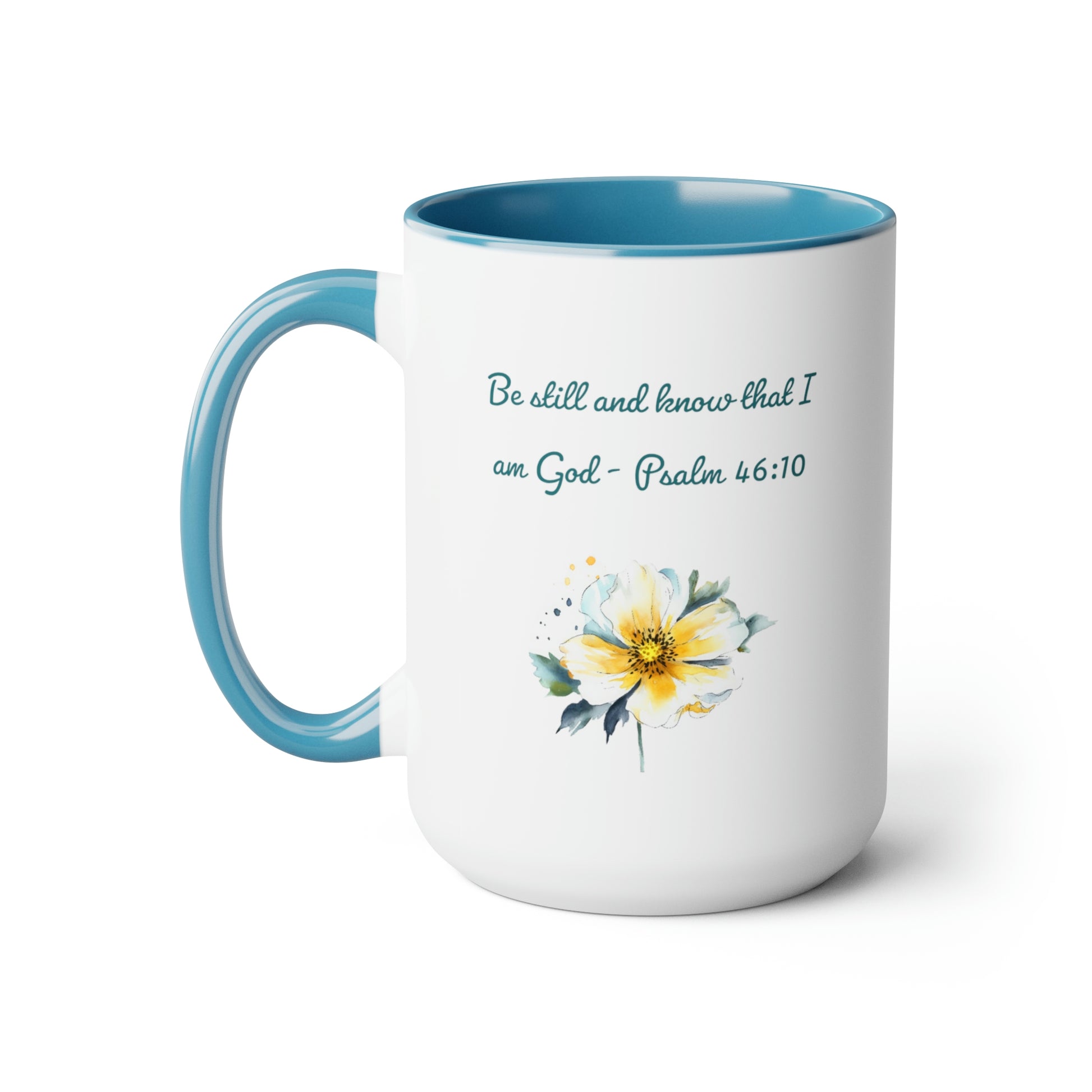 Be Still and Know mug in light blue