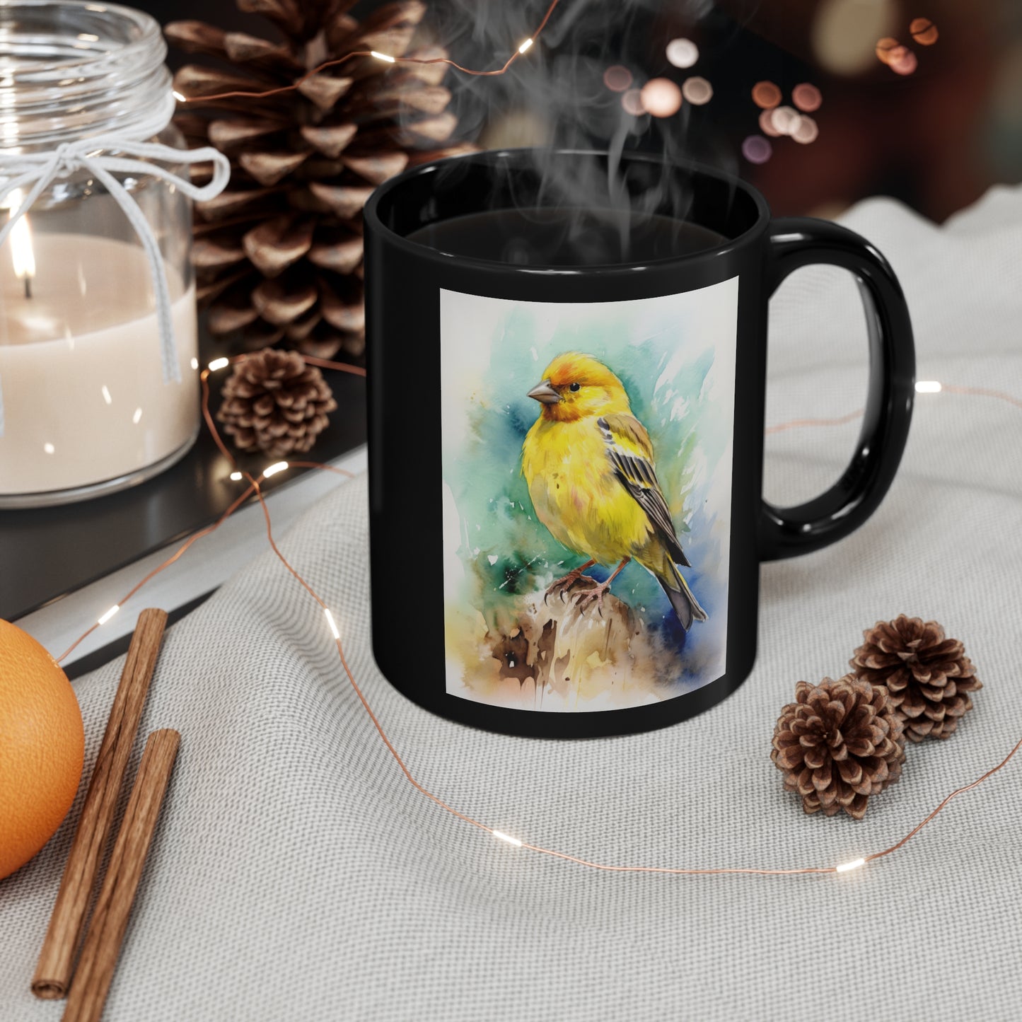 Canary Watercolor Mug 11 oz - Ceramic Mug