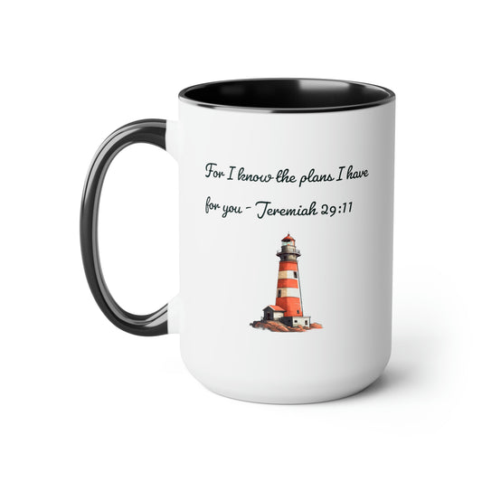 For I know the Plans I have for You, Two-Tone Coffee Mugs, 15oz